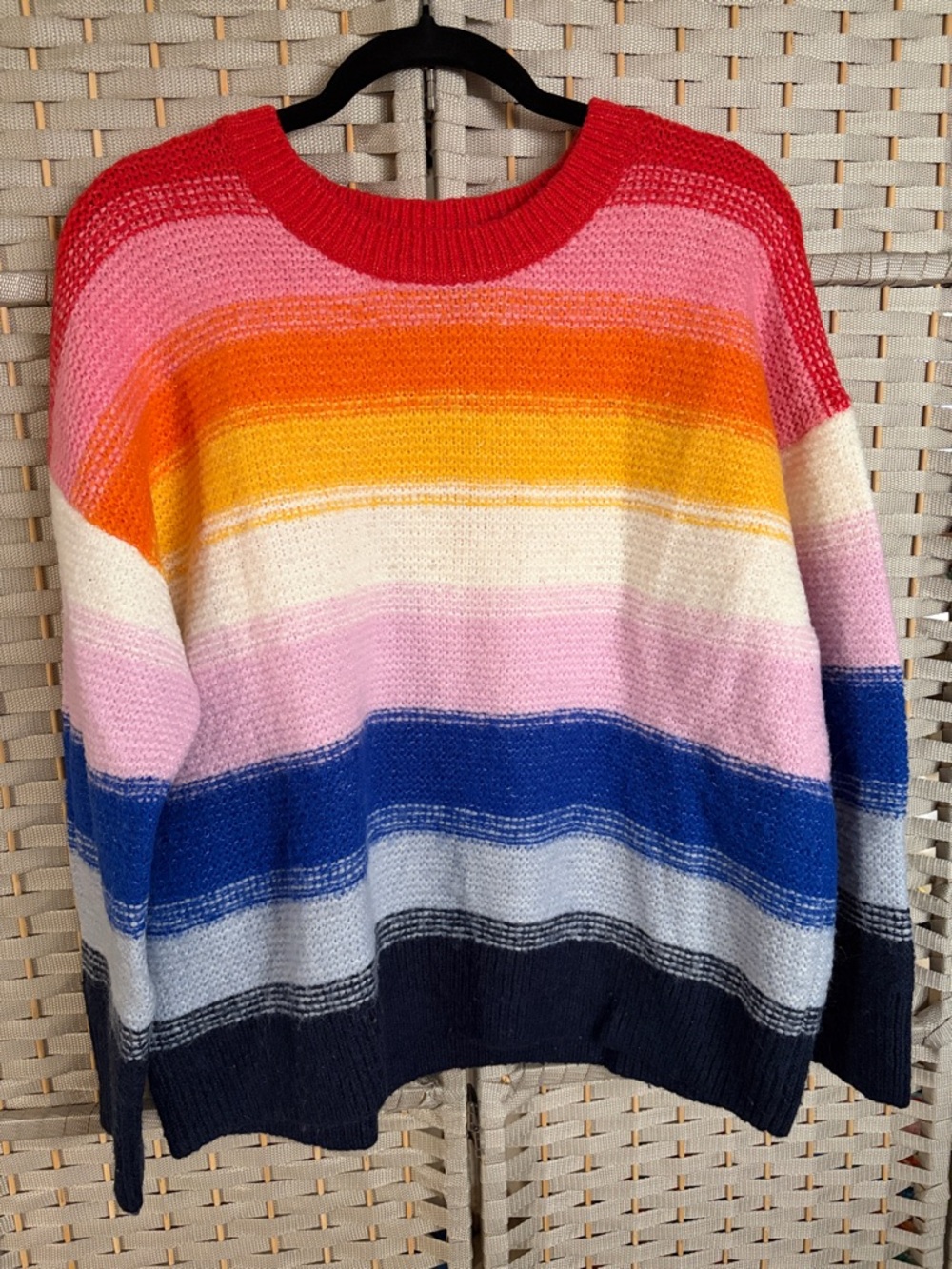 Cozy Multi-Stripe Knit Sweater - Colorful Stripe Crewneck